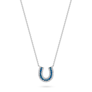 Lucky Horseshoe Necklace with Blue Sapphires