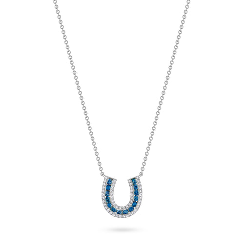 Lucky Horseshoe Necklace with Blue Sapphires