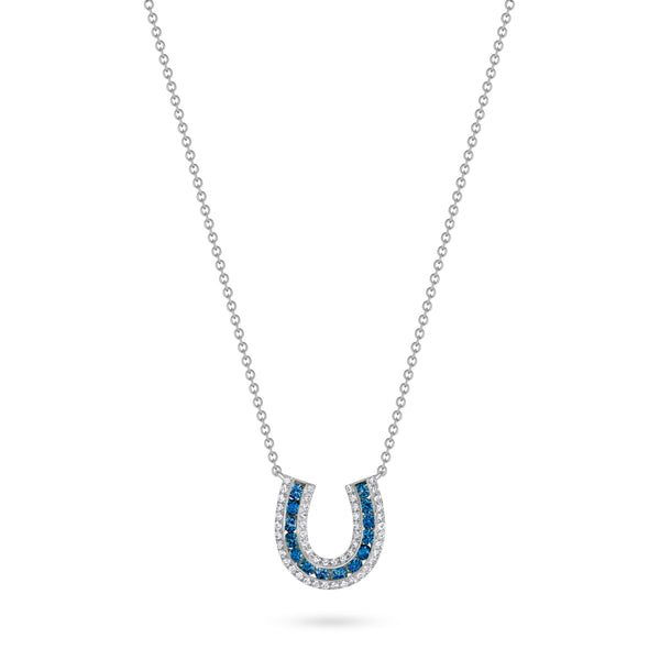 Lucky Horseshoe Necklace with Blue Sapphires