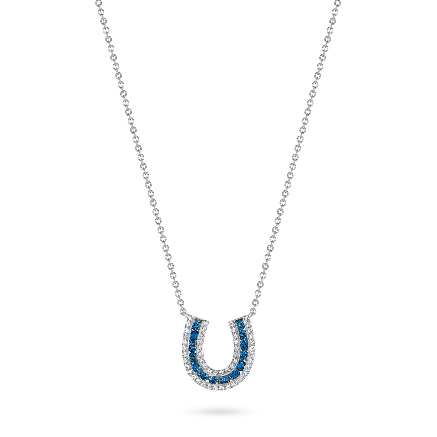 Lucky Horseshoe Necklace with Blue Sapphires