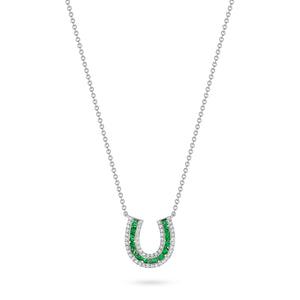 Lucky Horseshoe Necklace with Emeralds and Diamonds