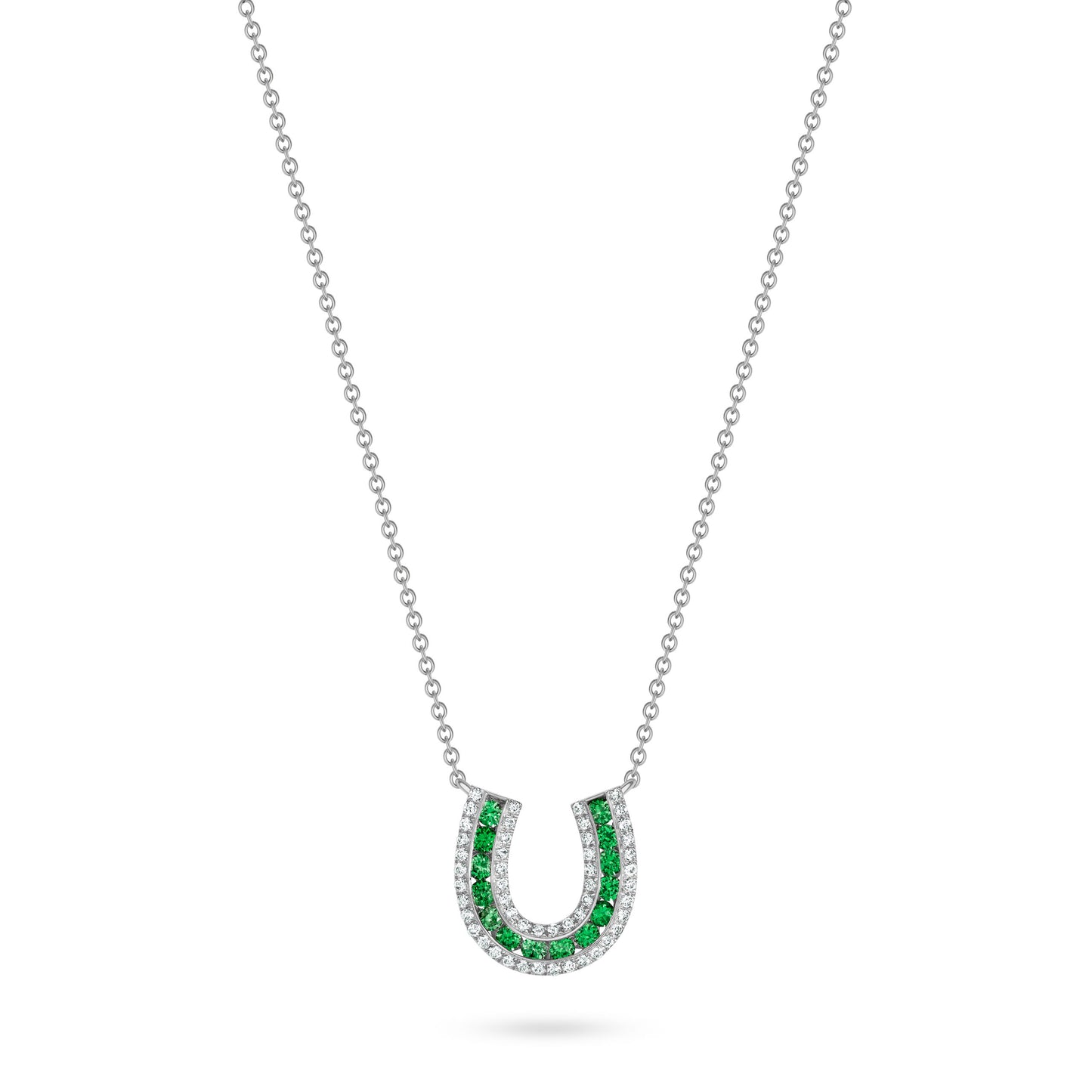 Lucky Horseshoe Necklace with Emeralds and Diamonds