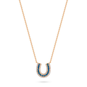 Lucky Horseshoe Necklace with Blue Sapphires