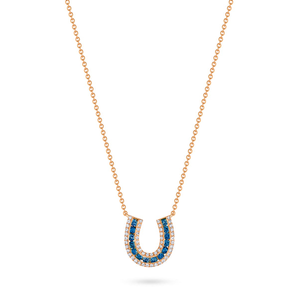 Lucky Horseshoe Necklace with Blue Sapphires