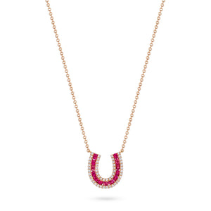 Lucky Horseshoe Necklace with Rubies