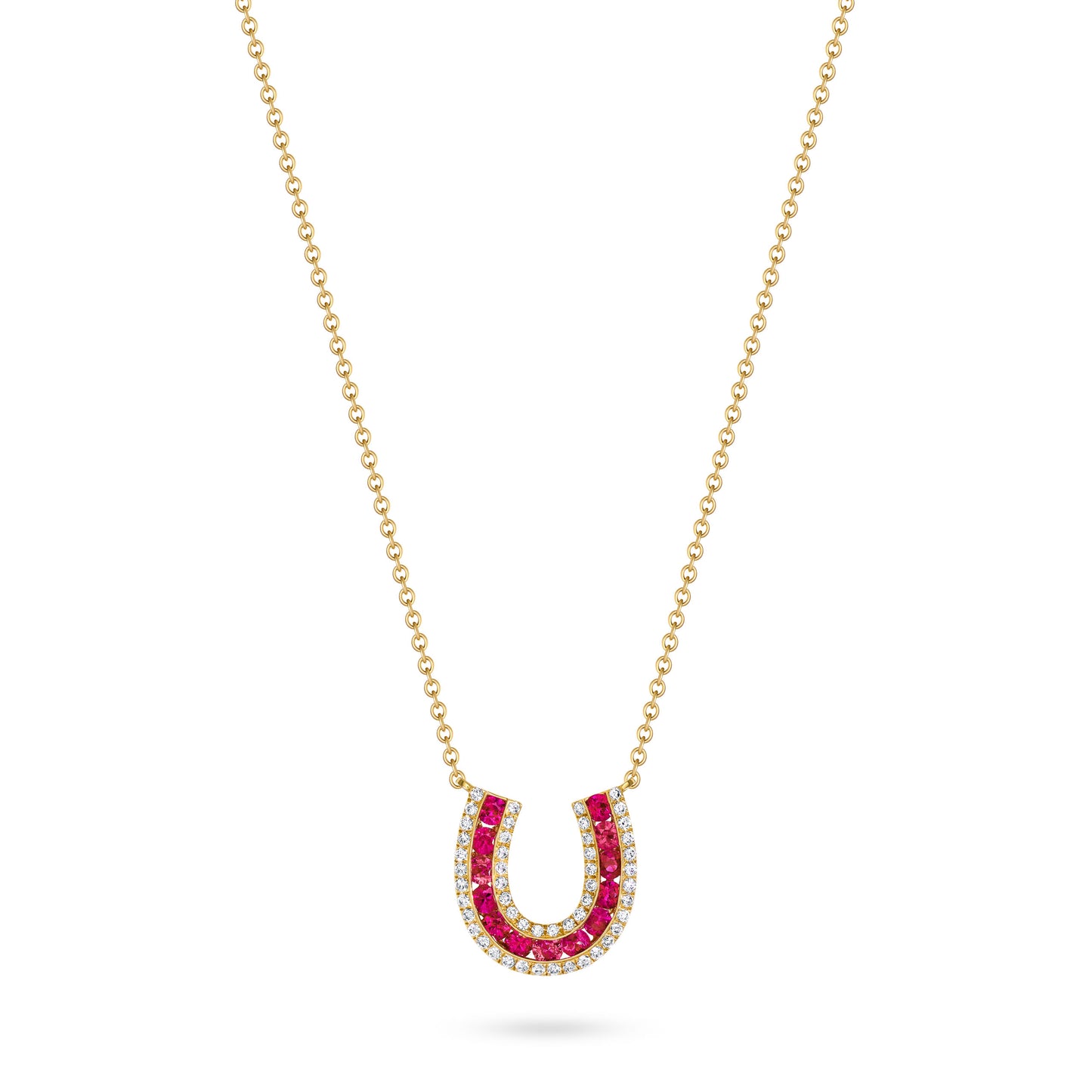 Lucky Horseshoe Necklace with Rubies