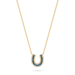 Lucky Horseshoe Necklace with Blue Sapphires