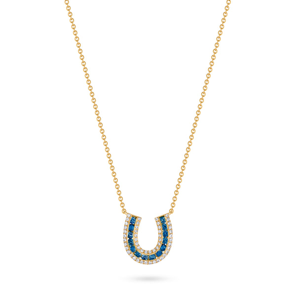 Lucky Horseshoe Necklace with Blue Sapphires