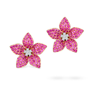 Zahara Ruby and Diamond Flower Earrings