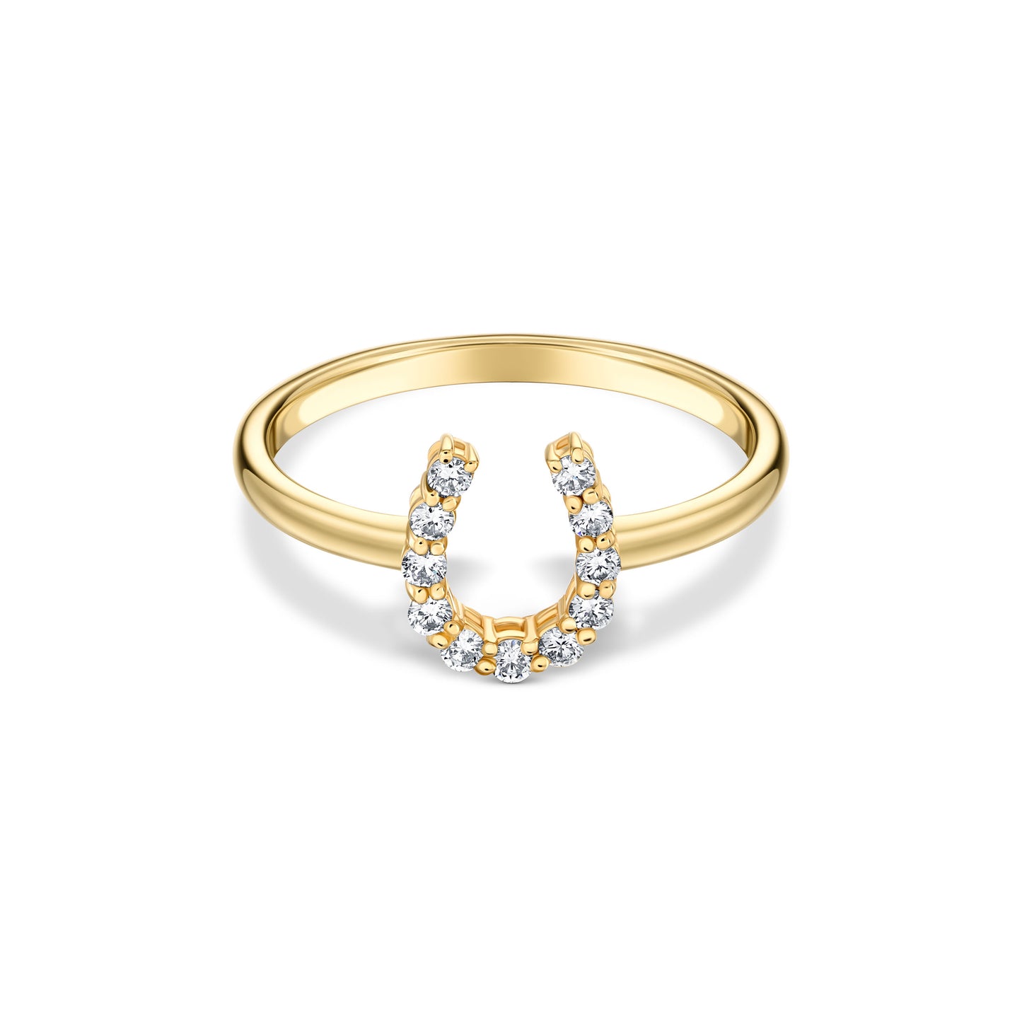 Mini Lucky Horseshoe Yellow Gold and Diamond Ring