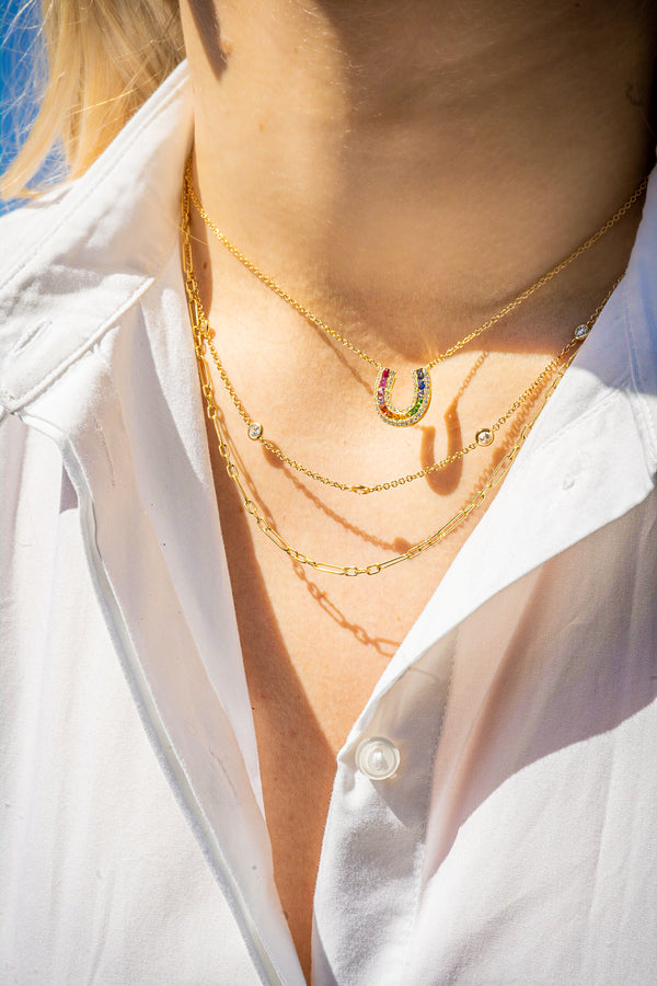 Unicorn Horseshoe Necklace - Yellow Gold