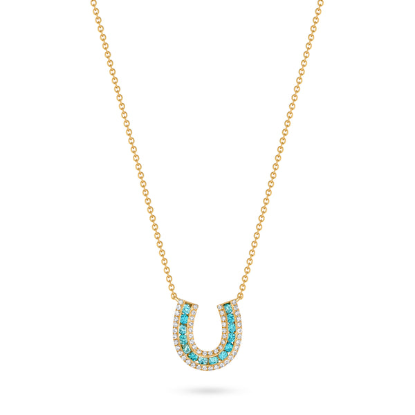 Topaz and Diamond Lucky Horseshoe Necklace