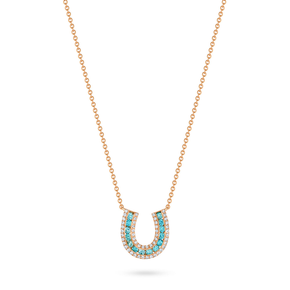 Topaz and Diamond Lucky Horseshoe Necklace