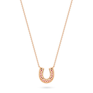 Lucky Horseshoe Necklace with Rubies