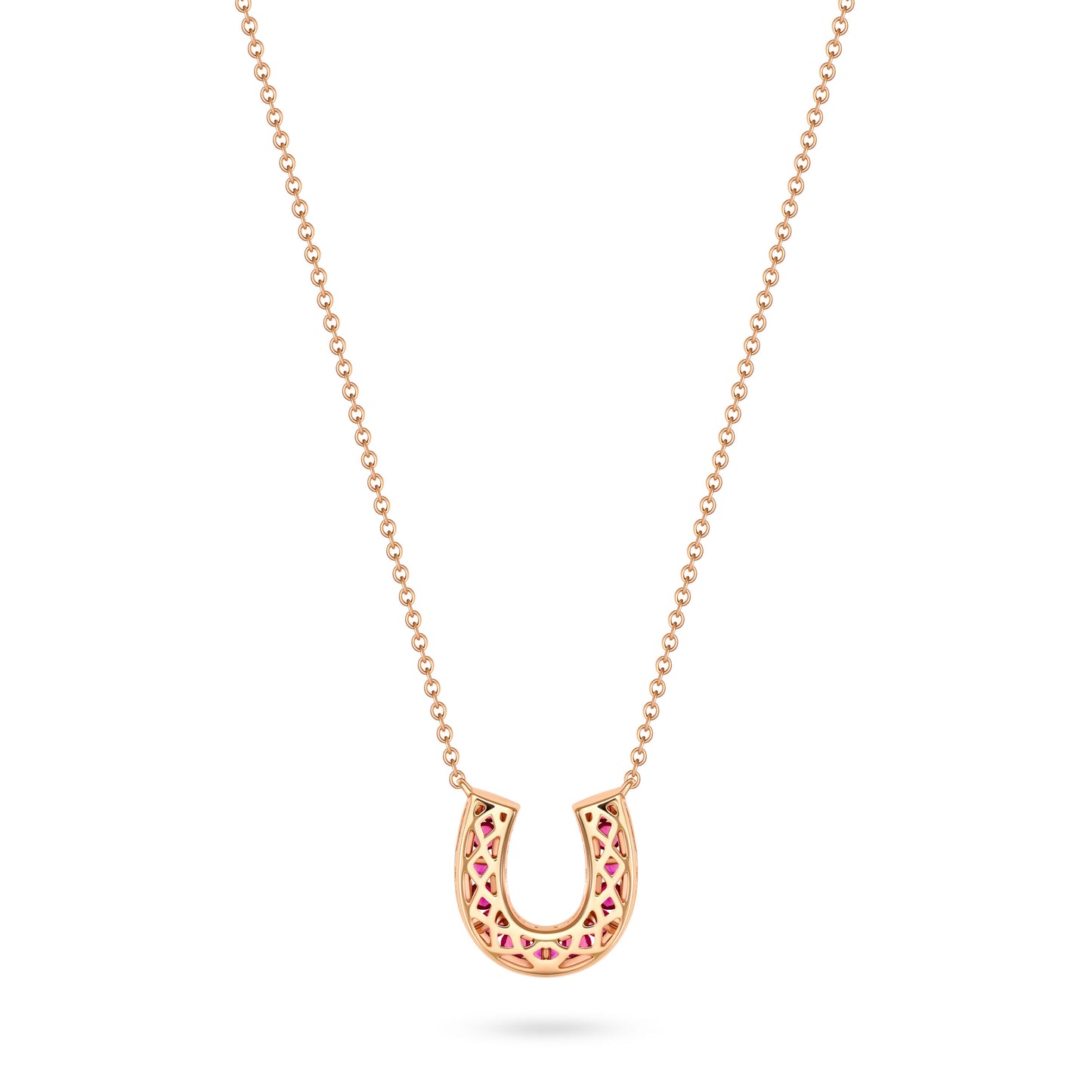 Lucky Horseshoe Necklace with Rubies