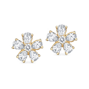 Diamond Flower Cluster Earrings