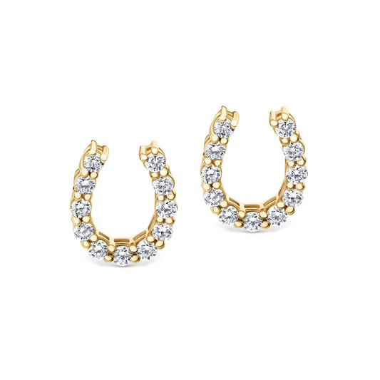Medium Horseshoe Yellow gold and diamond Earrings