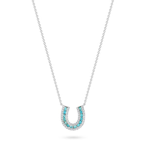 Topaz and Diamond Lucky Horseshoe Necklace