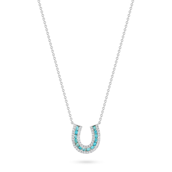 Topaz and Diamond Lucky Horseshoe Necklace