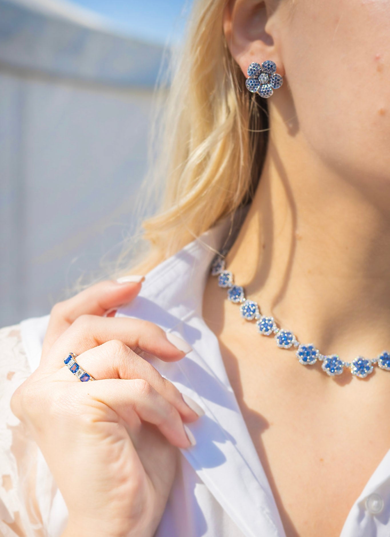 Leilani Blue Sapphire and Diamond Earrings by Karina Brez