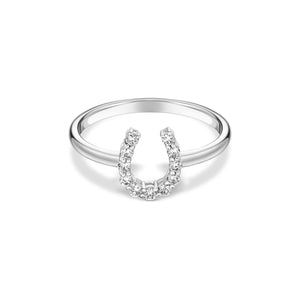 Mini Lucky Horseshoe White gold and Diamond Ring