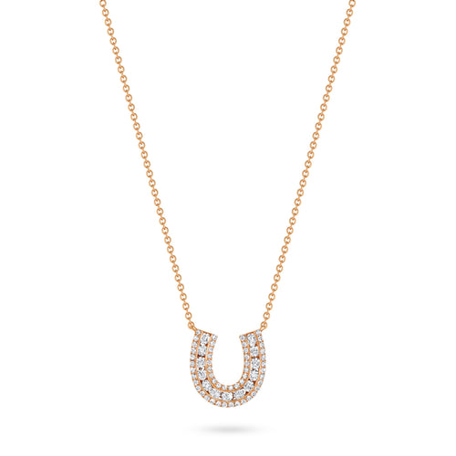 Lucky Horseshoe Necklace with Diamonds